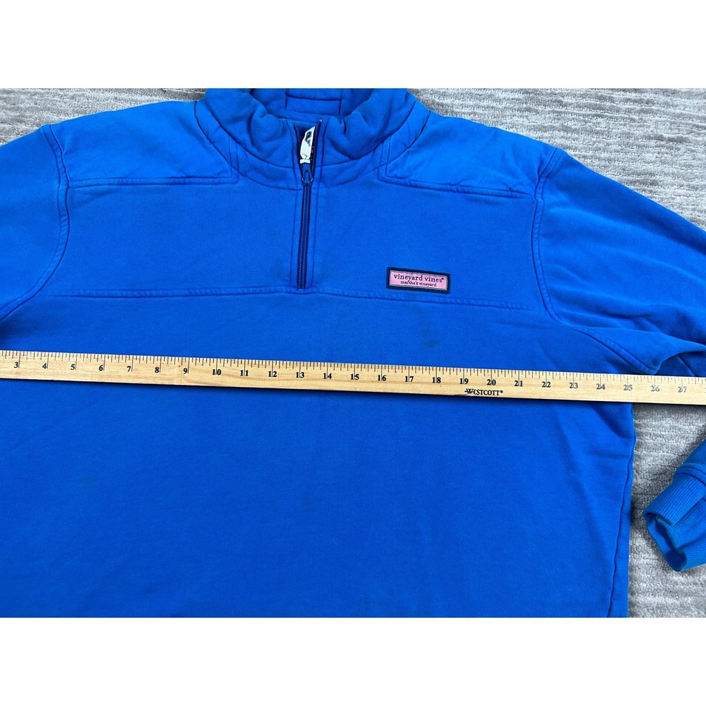 Vineyard Vines Pullover Womens L Blue Quarter Zip Raw Hem Cropped Cotton Logo - Picture 4 of 15